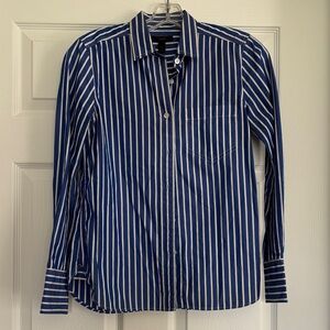 J. Crew Blue and White Striped Button Down Shirt